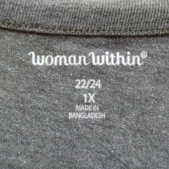 Woman Within Gray Three Quarter Sleeve Tee 22/24 - Picture 7 of 8